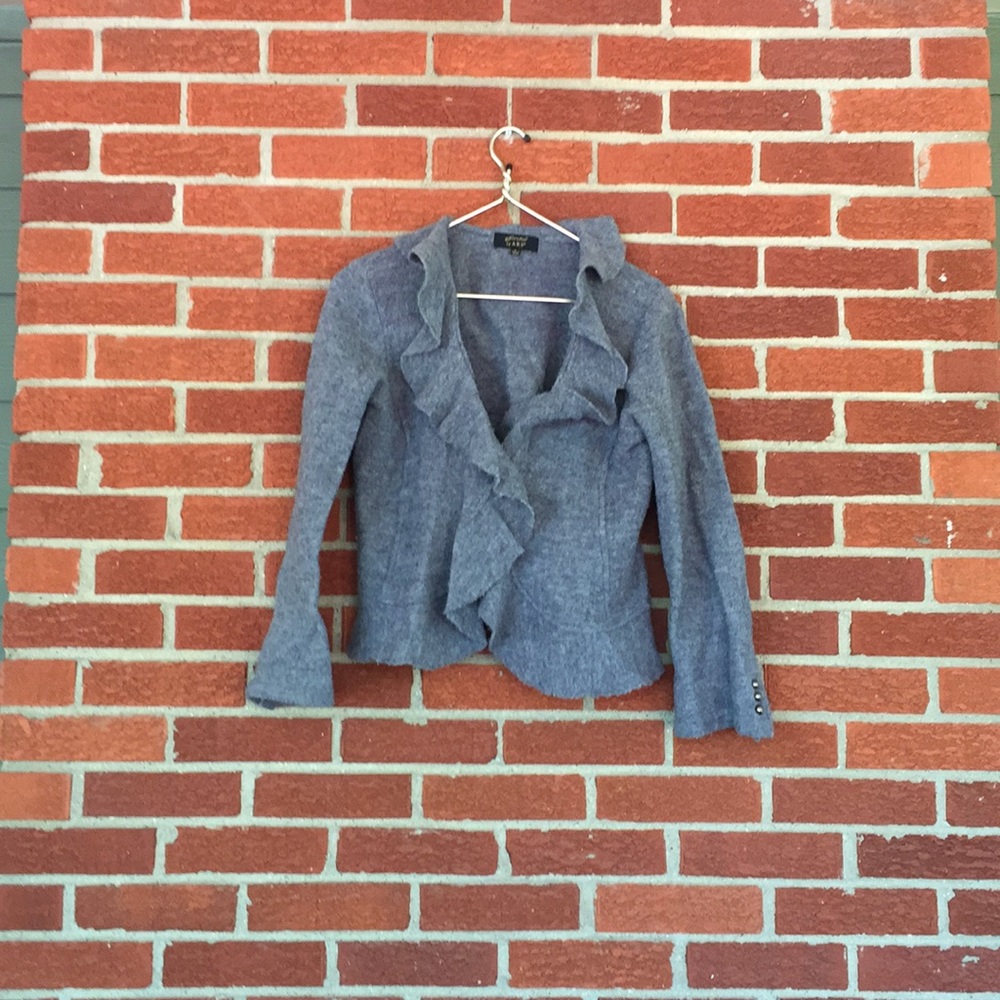 Grey ruffled blazer